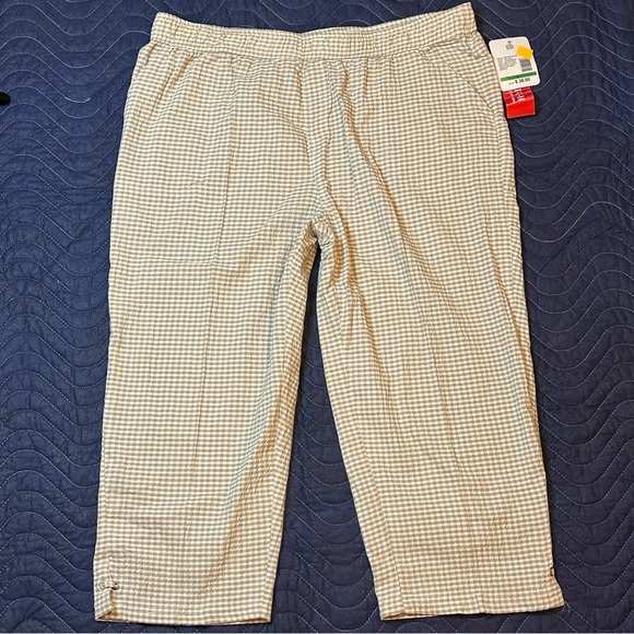 "Emily Daniels" Seersucker Check Capri Petite Size Large - Picture 1 of 4
